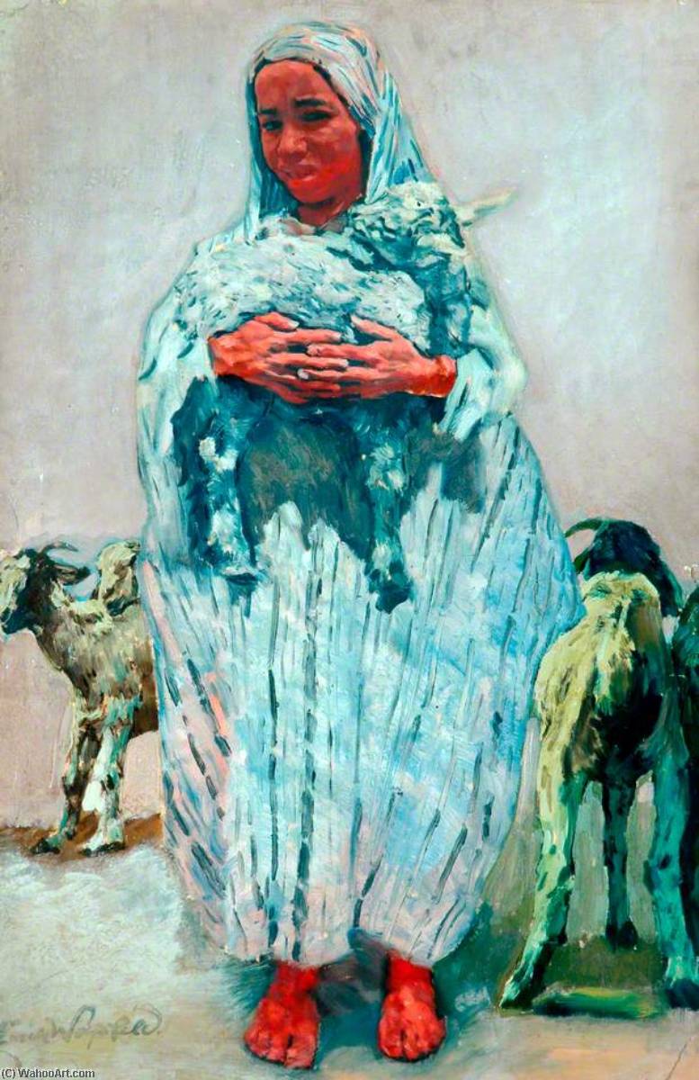 Arab Girl With Sheep — Erich Wolfsfeld