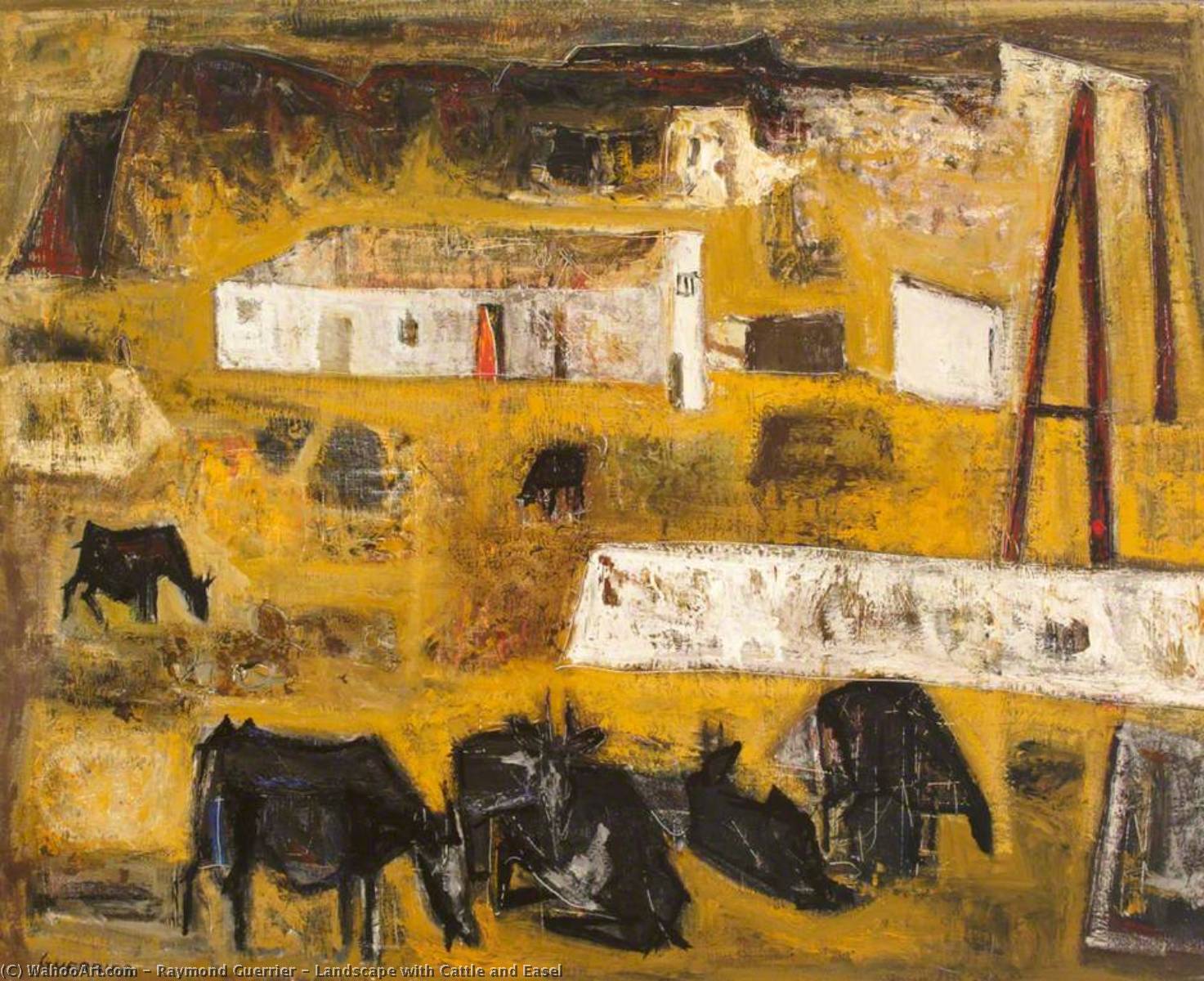 Landscape With Cattle And Easel — Raymond Guerrier