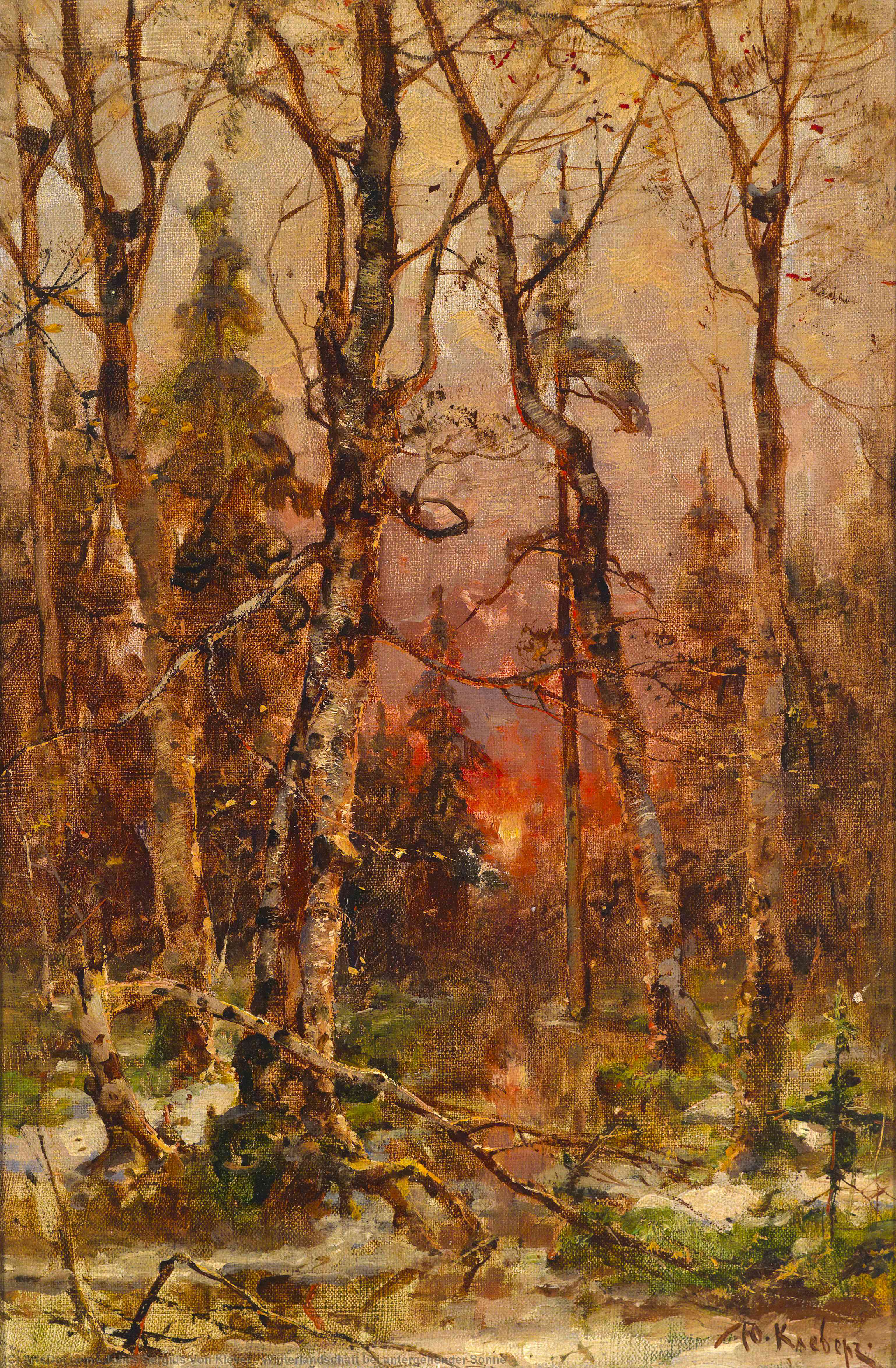 Winter Landscape At Setting Sun — Julius Sergius Von Klever
