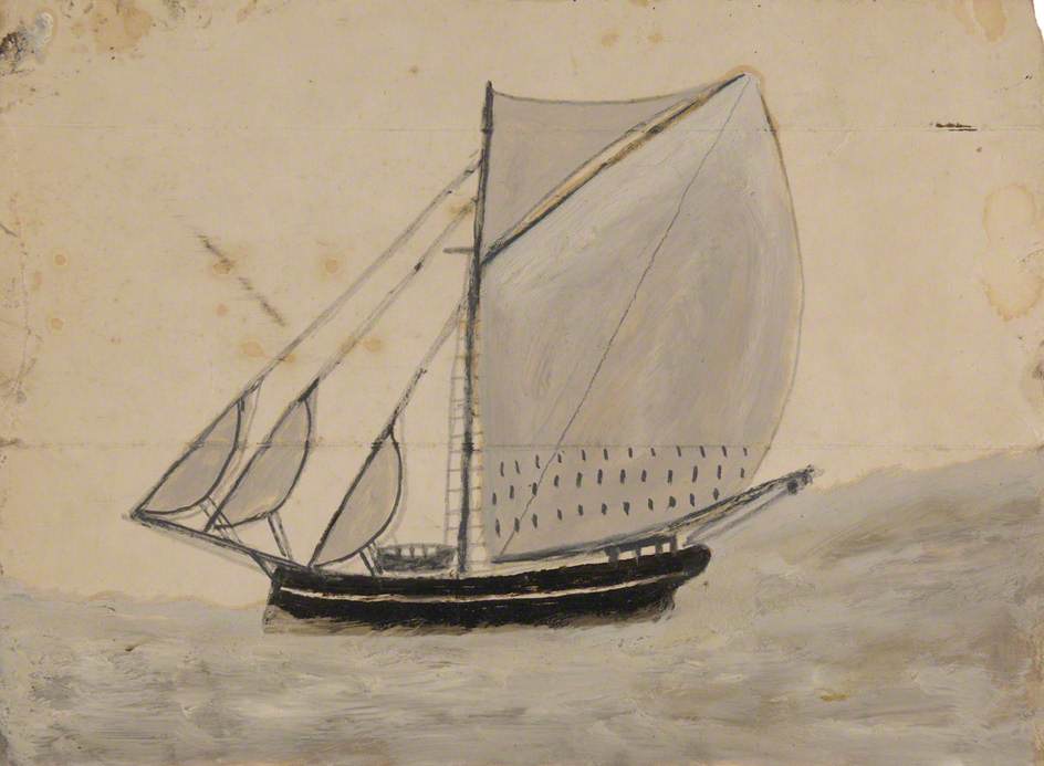 Sailing Boat With French Grey Sails — Alfred Wallis