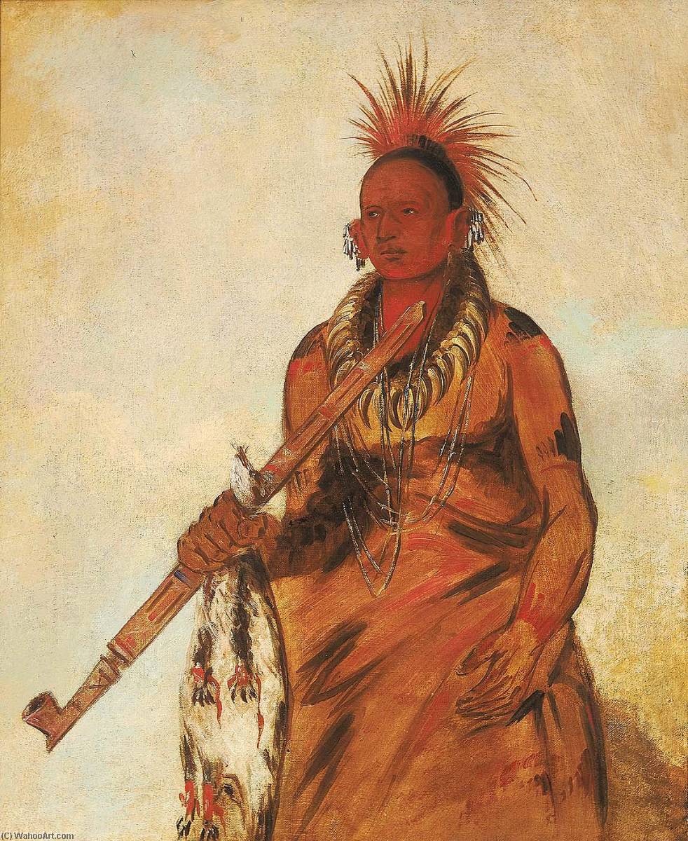 No O Mún Nee, Walks In The Rain, A Warrior — George Catlin