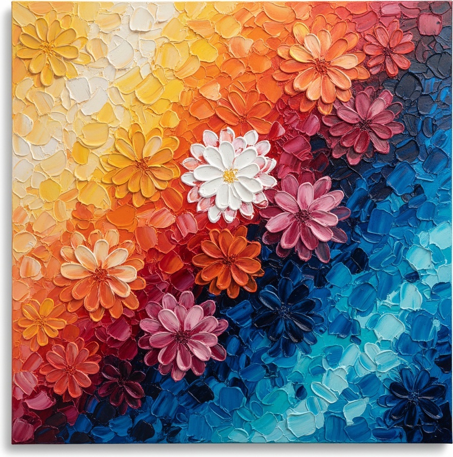 Spektrale Blüte In Bewegung: Eine Skulpturale Symphonie Aus Strahlendem Impasto Und Tiefem Indigo — Christian Noiret