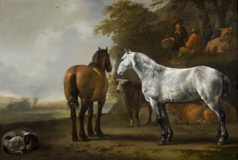 Horses And Cattle In A Landscape — Abraham Pietersz Van Calraet
