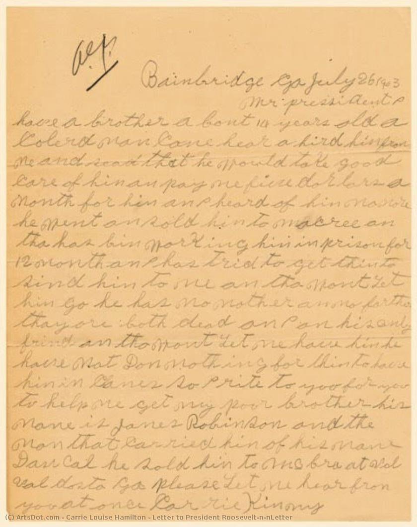 Letter To President Roosevelt\n\nletter — Carrie Louise Hamilton