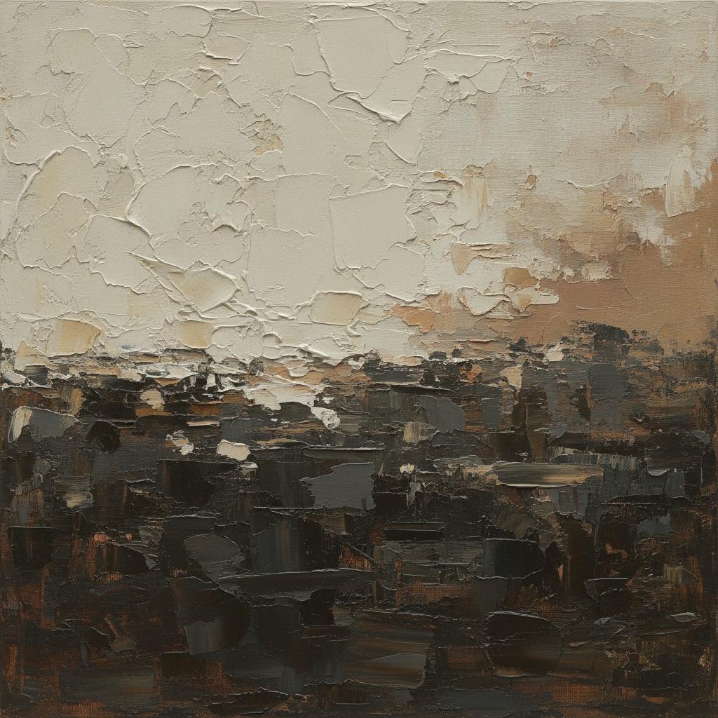 Charcoal Fragments Beneath A Heavy Cream Sky — David Moreau
