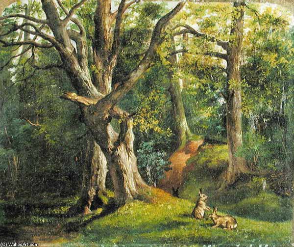 Woodland Scene With Rabbits — Sir Hubert Von Herkomer