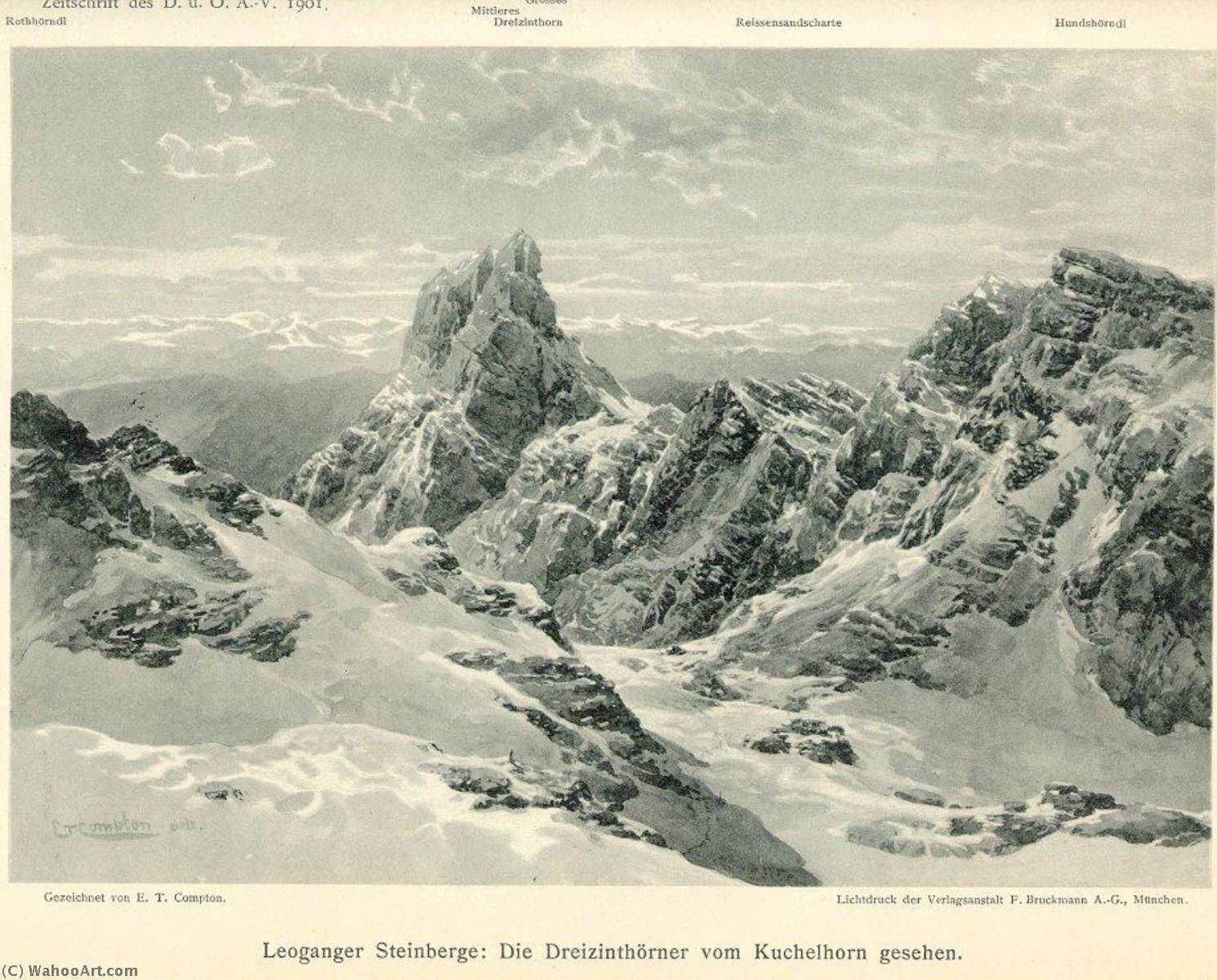 Deutsch Leoganger Steinberge, Die Dreizinthörner Vom Kuchelhorn Gesehen — Edward Theodore Compton