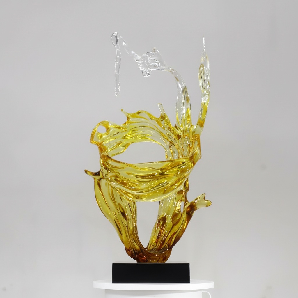 Amber Flowing Glass Sculpture