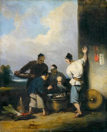 Coolies Round The Food Vendor's Stall, After — George Chinnery