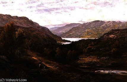 A Shepherd Boy With His Dog In A Highland — Alfred I Glendening
