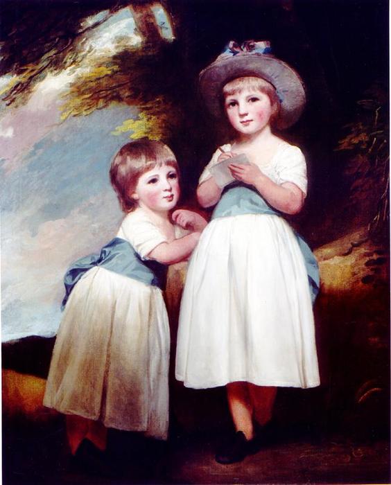 Portrait Of Two Children In A Landscape — ジョージ・ロミユー