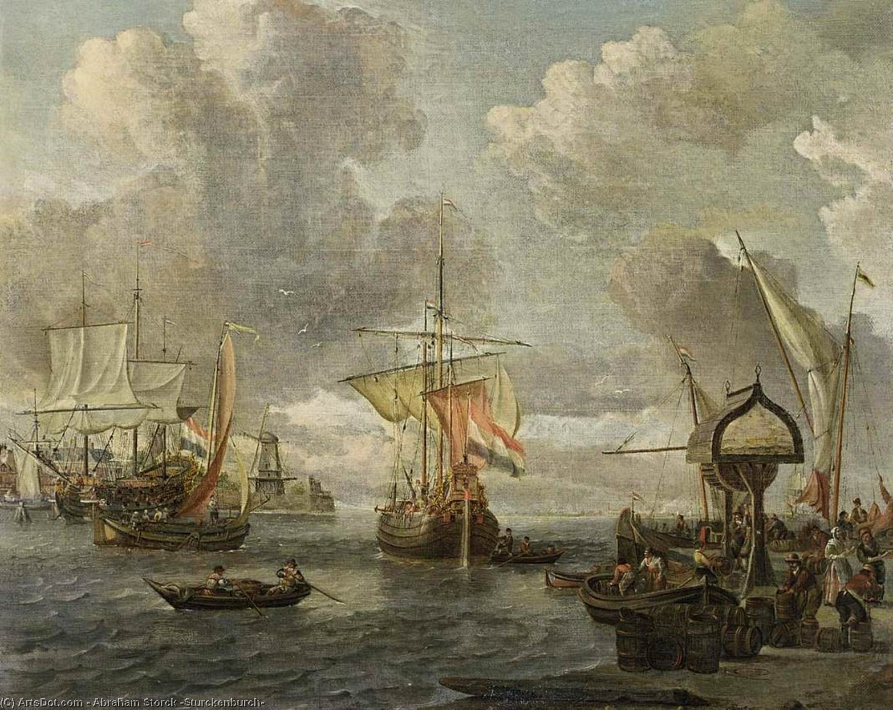 View Of A Harbour On The Zuiderzee — Abraham Storck (sturckenburch)