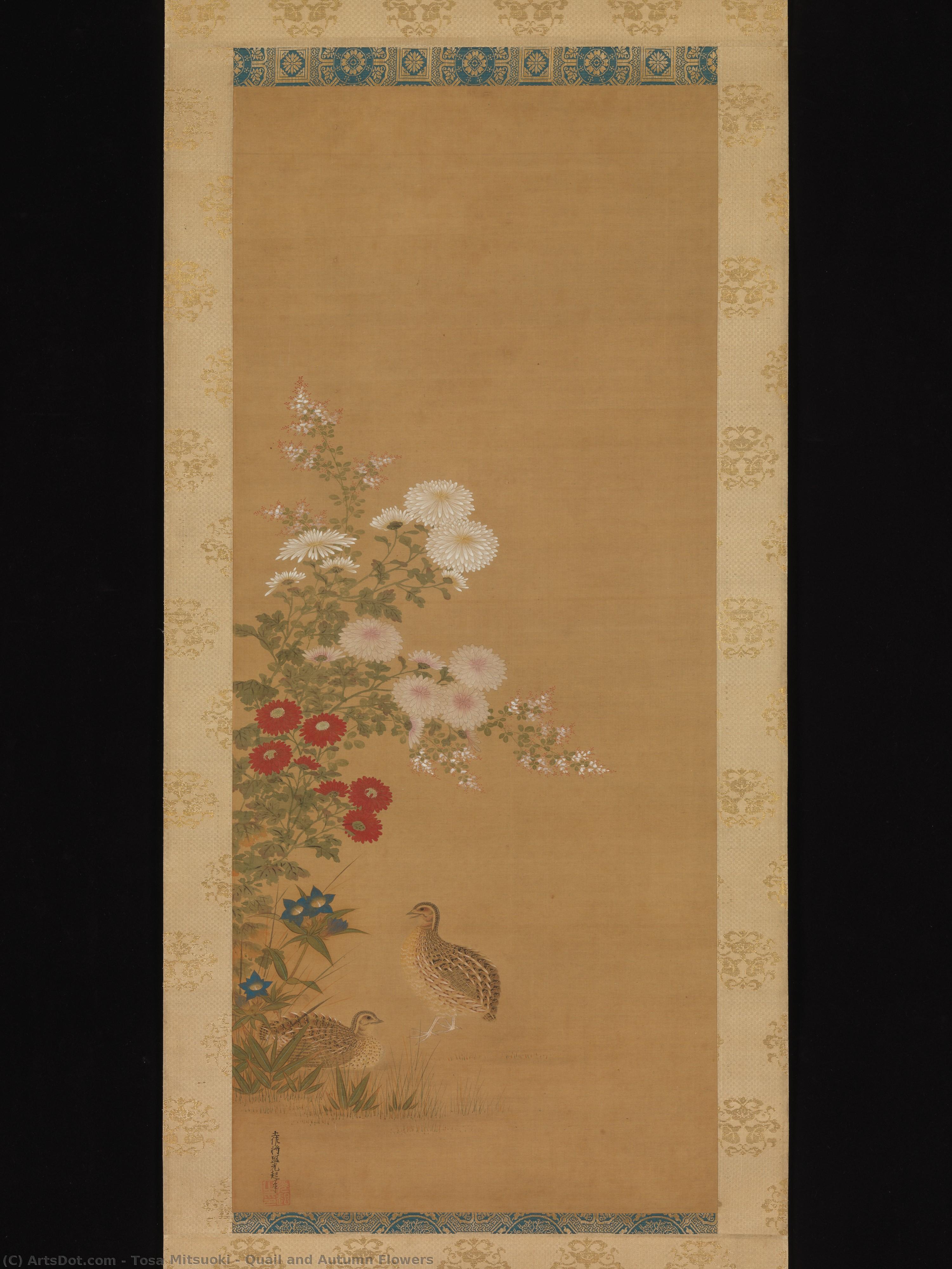 Quail And Autumn Flowers — Tosa Mitsuoki