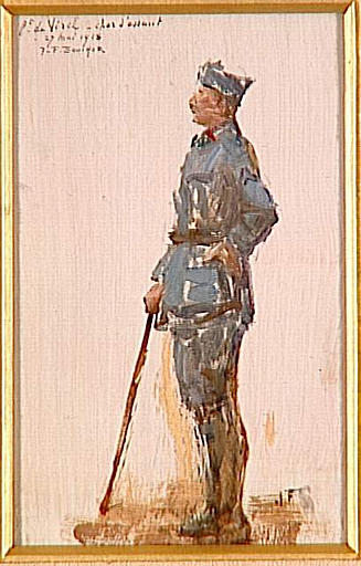 Portrait Du Leutenant De Virel, Des Chars D'assaut, 1918 — Joseph-félix Bouchor