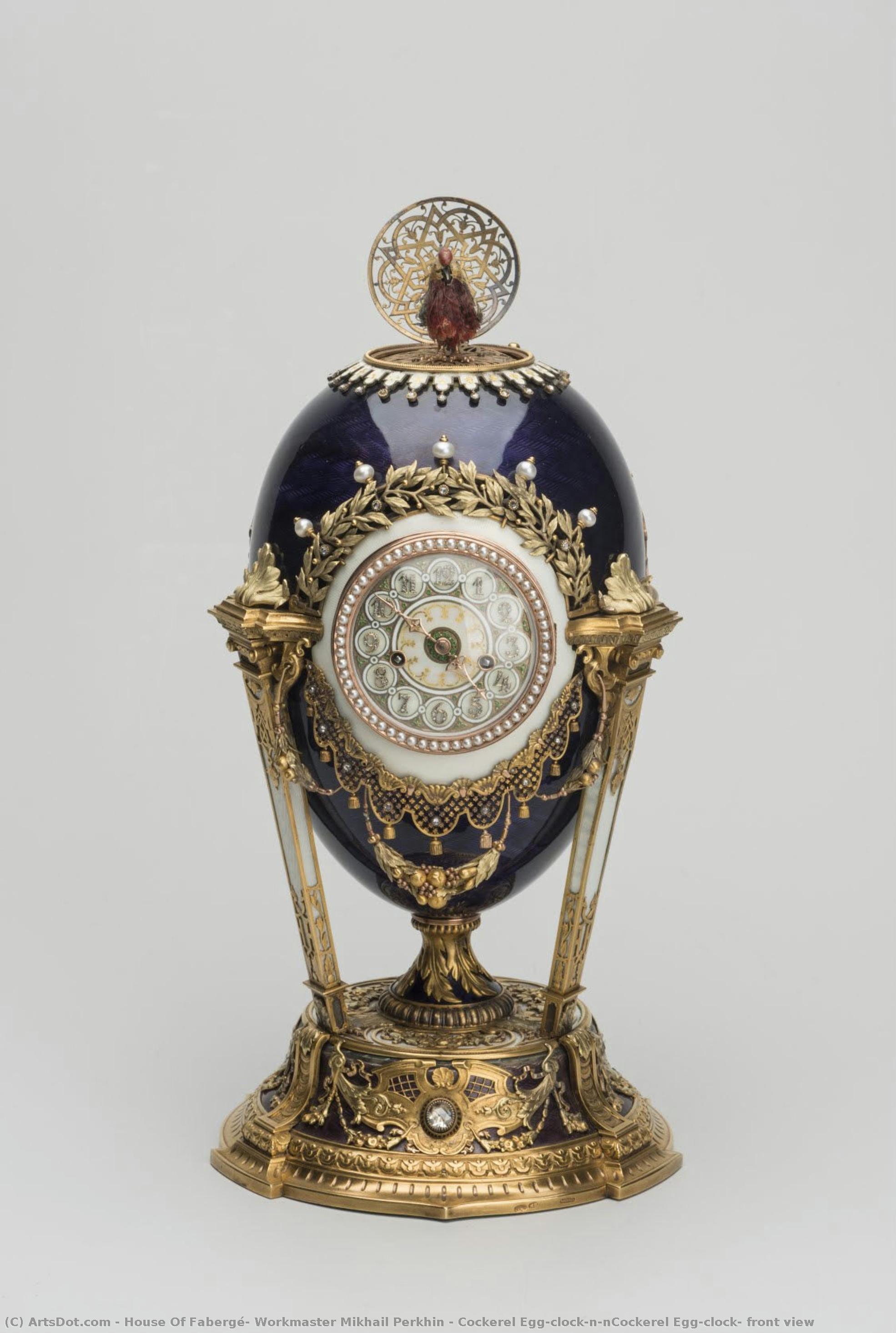 Cockerel Egg-clock\n\ncockerel Egg-clock: Front View — House Of Fabergé, Workmaster Mikhail Perkhin