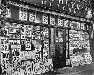 Jacob Heymann Butcher Shop, New York City — Berenice Abbott