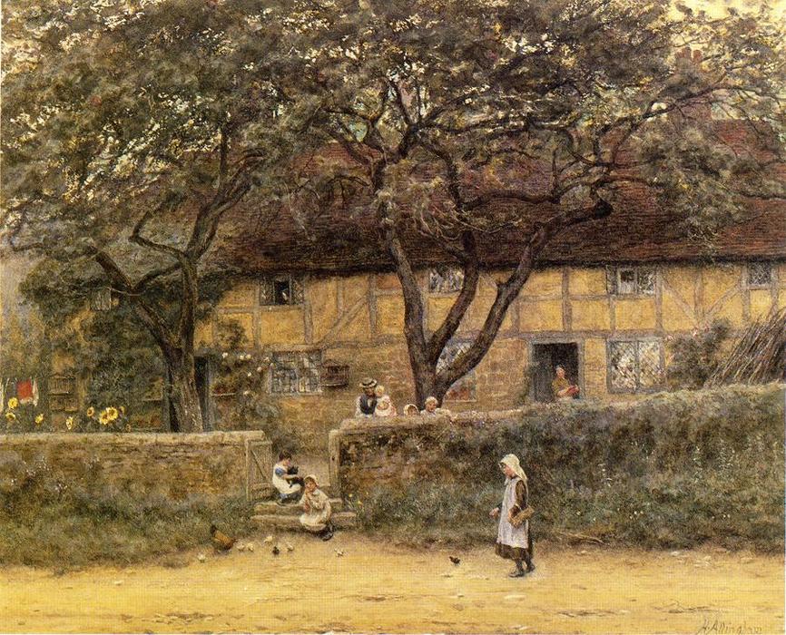 Children Outside A Cottage — Helen Allingham