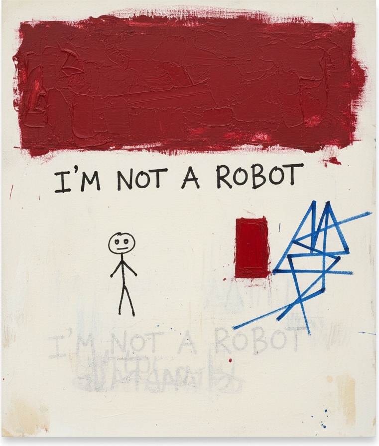 Fragmented Identity Amidst Crimson Weight And The Echo Of Human Presence — Laurent Fabre