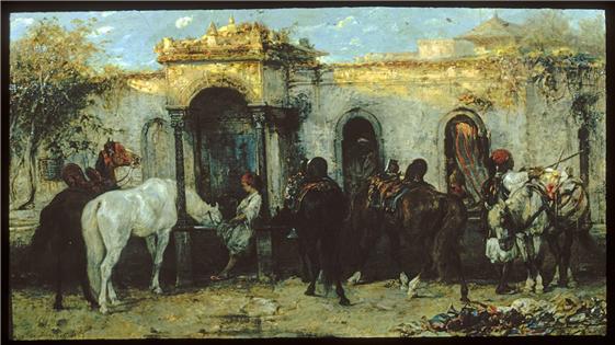 Arabs In Egypt, Sunrise — Adolf Schreyer