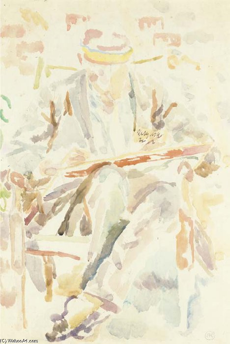 Maynard Keynes Writing A Telegram In The Garden At Charleston — Duncan Grant
