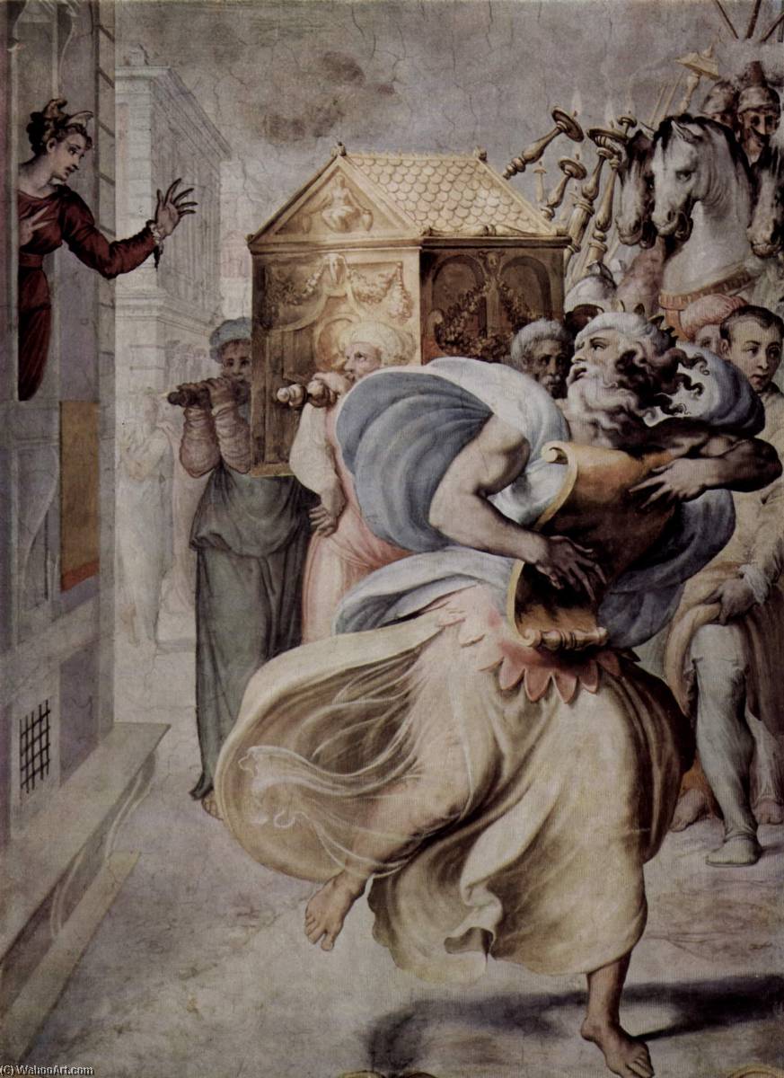 Deutsch David Tanzt Vor Der Heiligen Arche (bundeslade) Español El Rey David Danzando En Éxtasis Frente Al Arca De La Alianza (fresco De Francesco Salviati En La Sala De Audiencias Del Palacio Sacchetti) — Francesco De' Rossi