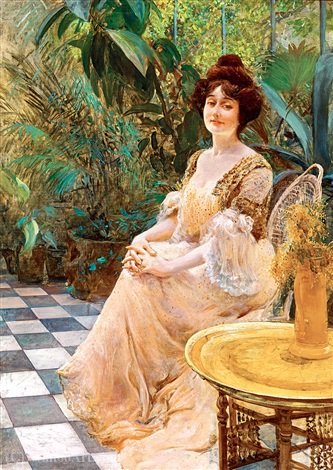 Parisian Woman In The Winter-garden — Kunffy Lajos
