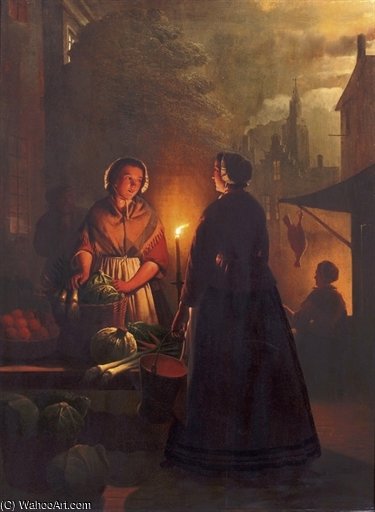 A Market Stall By Night — Andries Vermeulen