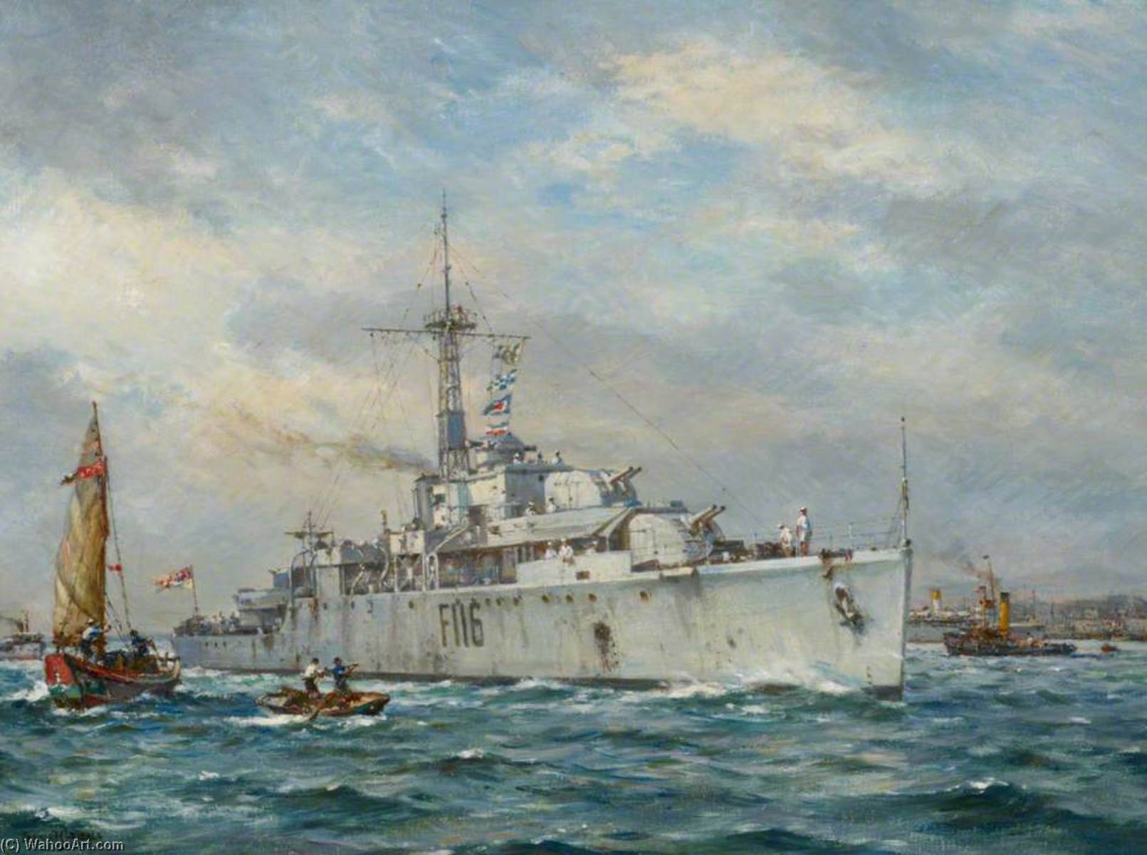 Hms 'amethyst' Arriving At Hong Kong, 3 August 1949 — Bernard Finnigan Gribble