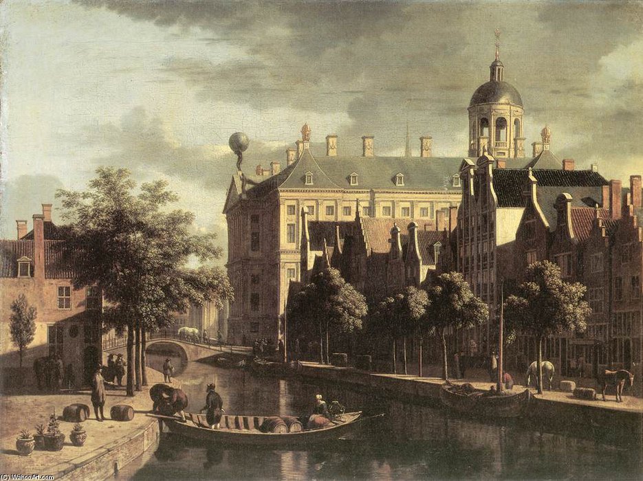 Amsterdam, The Nieuwezijds Near The Bloemmarkt — Gerrit Adriaenszoon Berckheyde