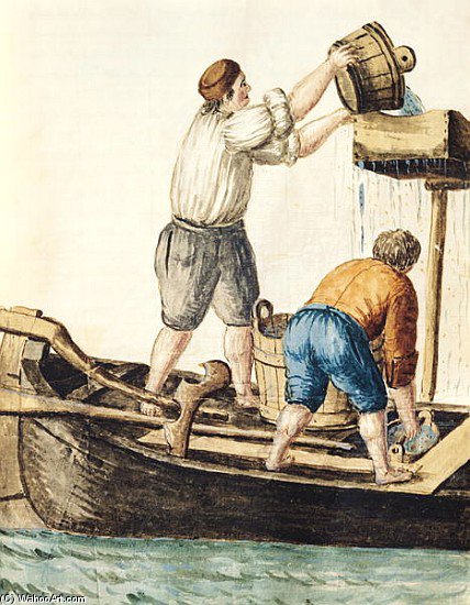 Boatmen Pouring Fresh Water Into The Pipelines — Jan Van Grevenbroeck