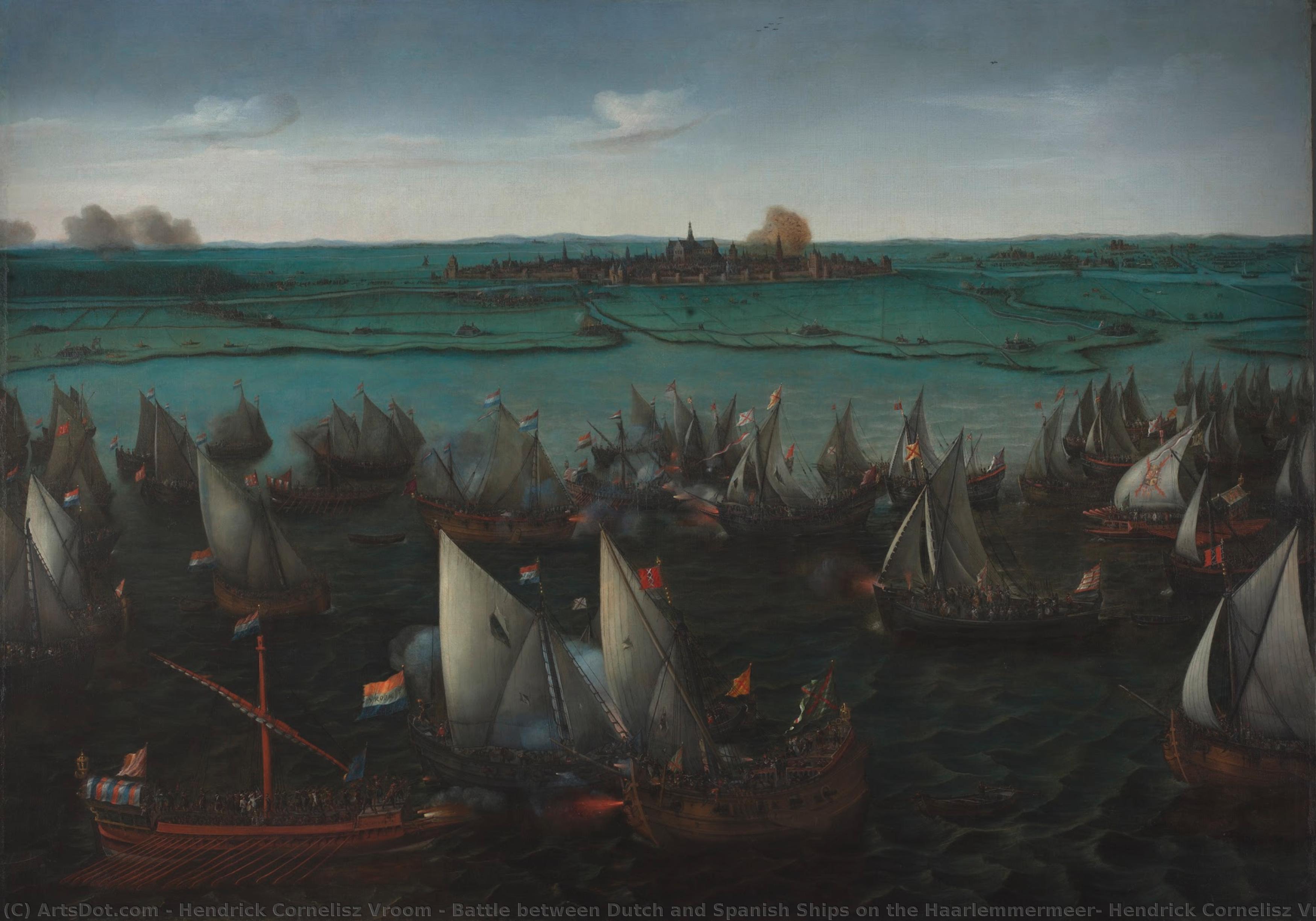 Battle Between Dutch And Spanish Ships On The Haarlemmermeer, Hendrick Cornelisz Vroom, In Or After 1629 — Hendrick Cornelisz. Vroom