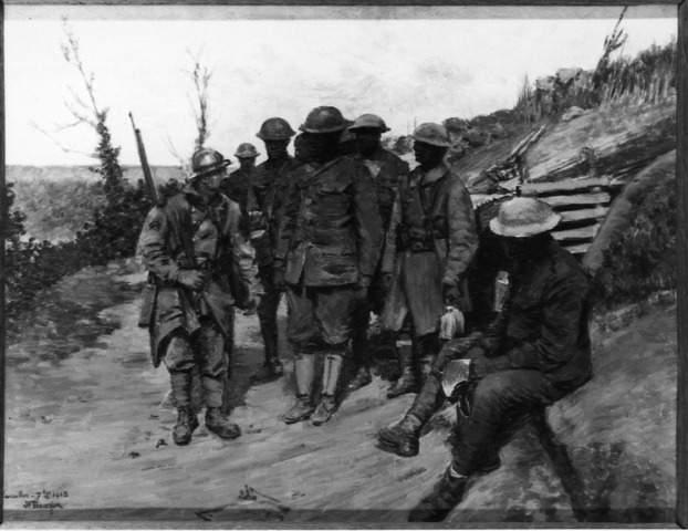 Poilu Gazé Alertant Les Soldats Américains — Joseph-félix Bouchor