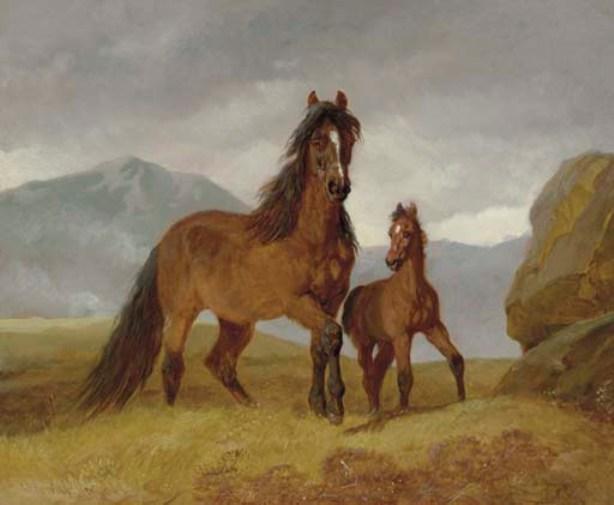 A Welsh Mountain Mare And Foal In An Upland Landscape — John Frederick Herring Senior