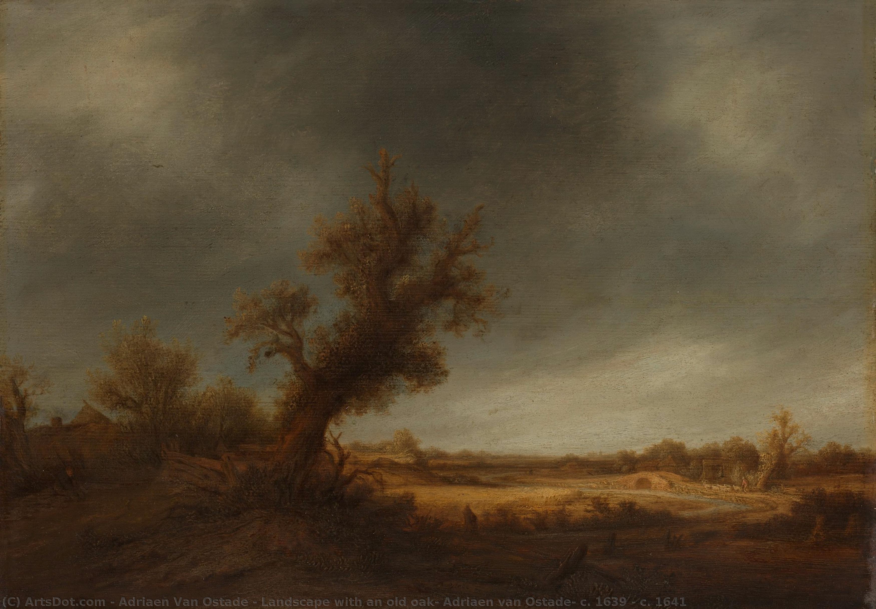 Landscape With An Old Oak, Adriaen Van Ostade, C. 1639 - C. 1641 — Adriaen Van Ostade
