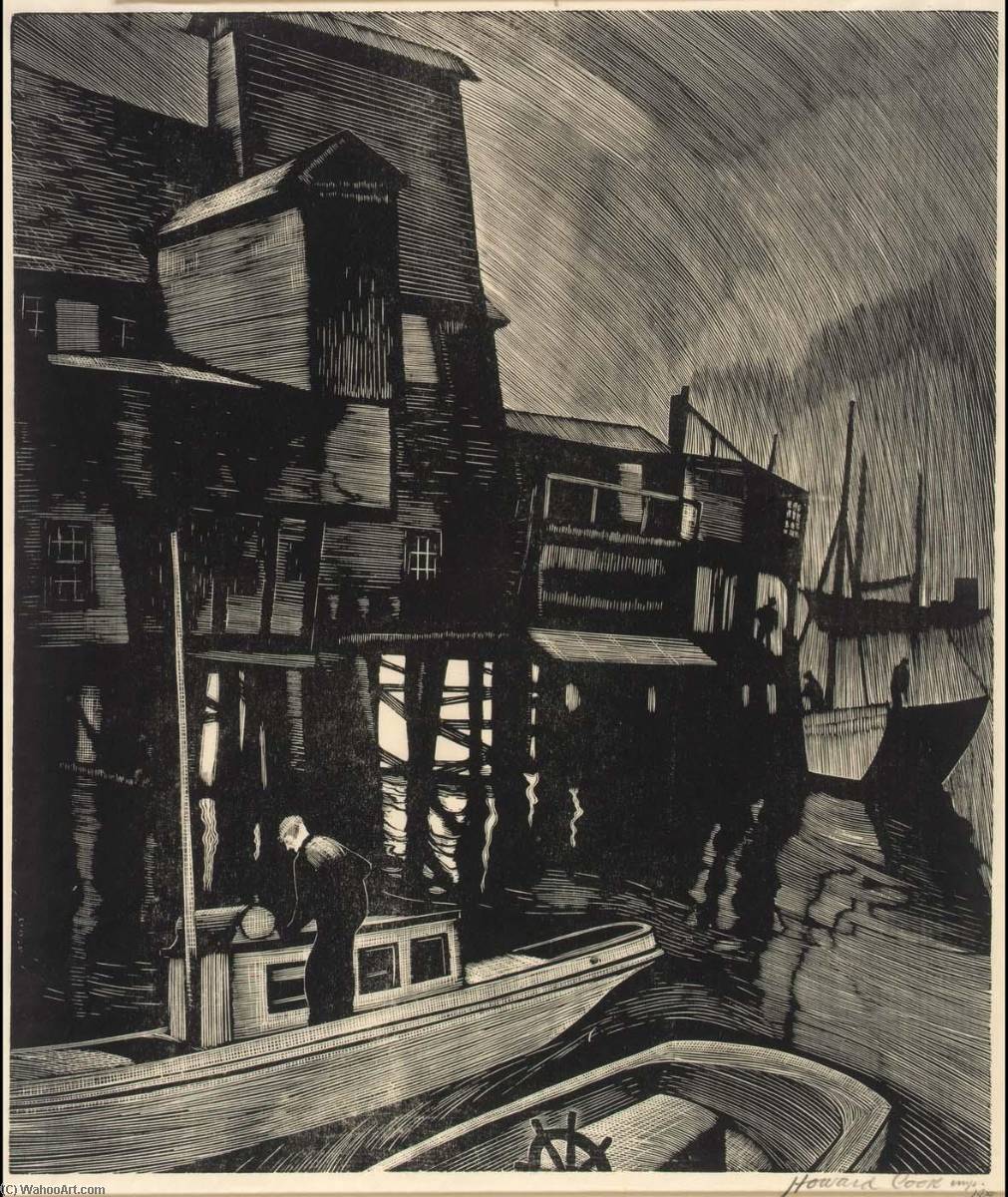 Fog In Eastport — Howard Cook