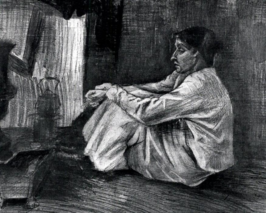 Sien Mit Zigarette Auf Dem Boden Neben Dem Herd — Vincent Willem Van Gogh
