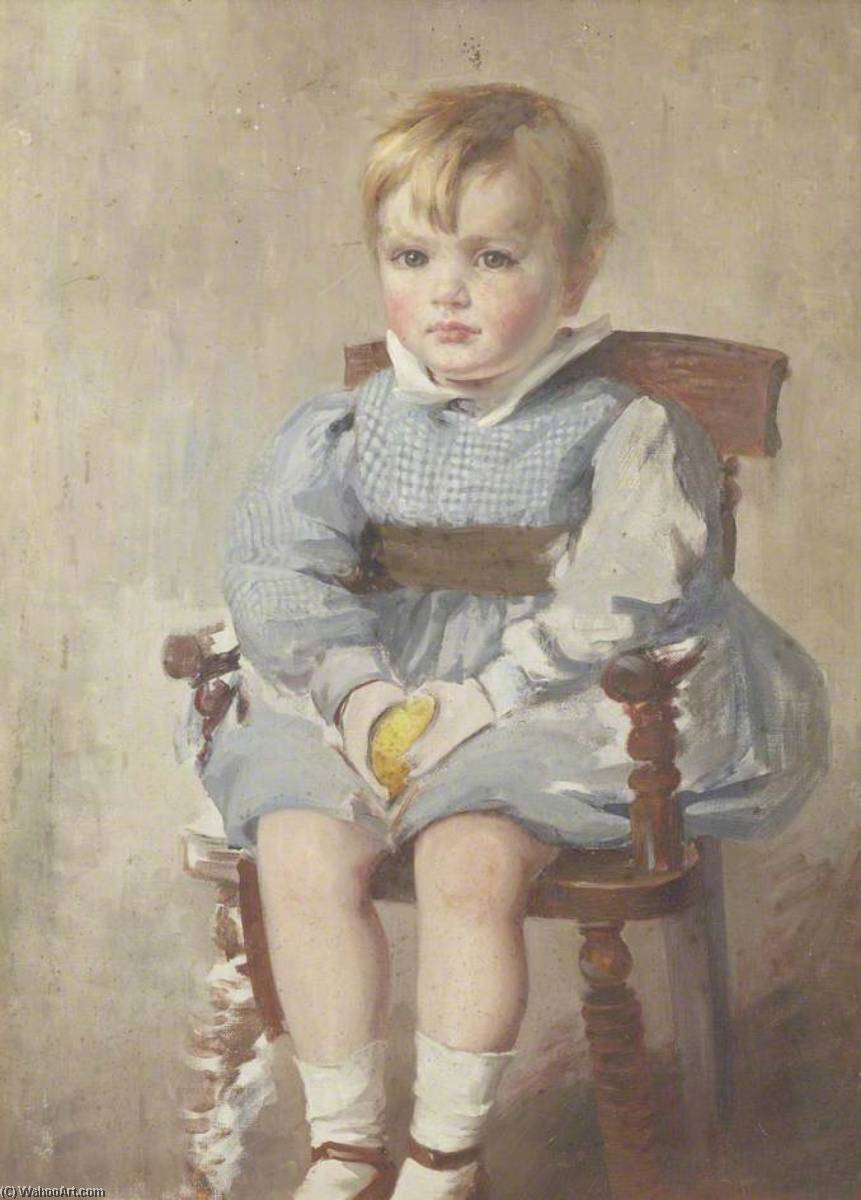 Portrait Of A Child Seated On A Wooden Chair — Beryl Fowler