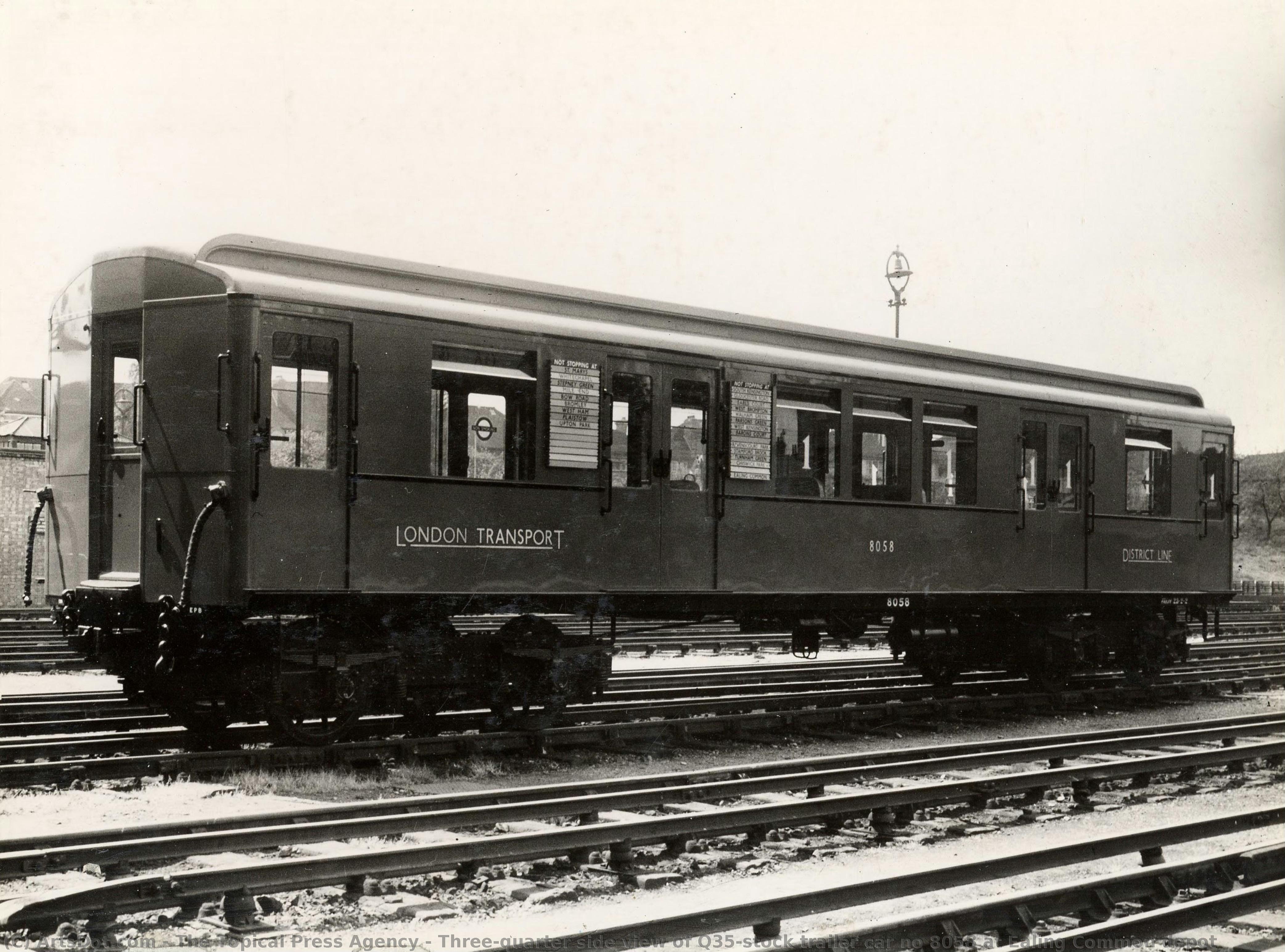 Three-quarter Side View Of Q35-stock Trailer Car No 8058 At Ealing Common Depot — The Topical Press Agency
