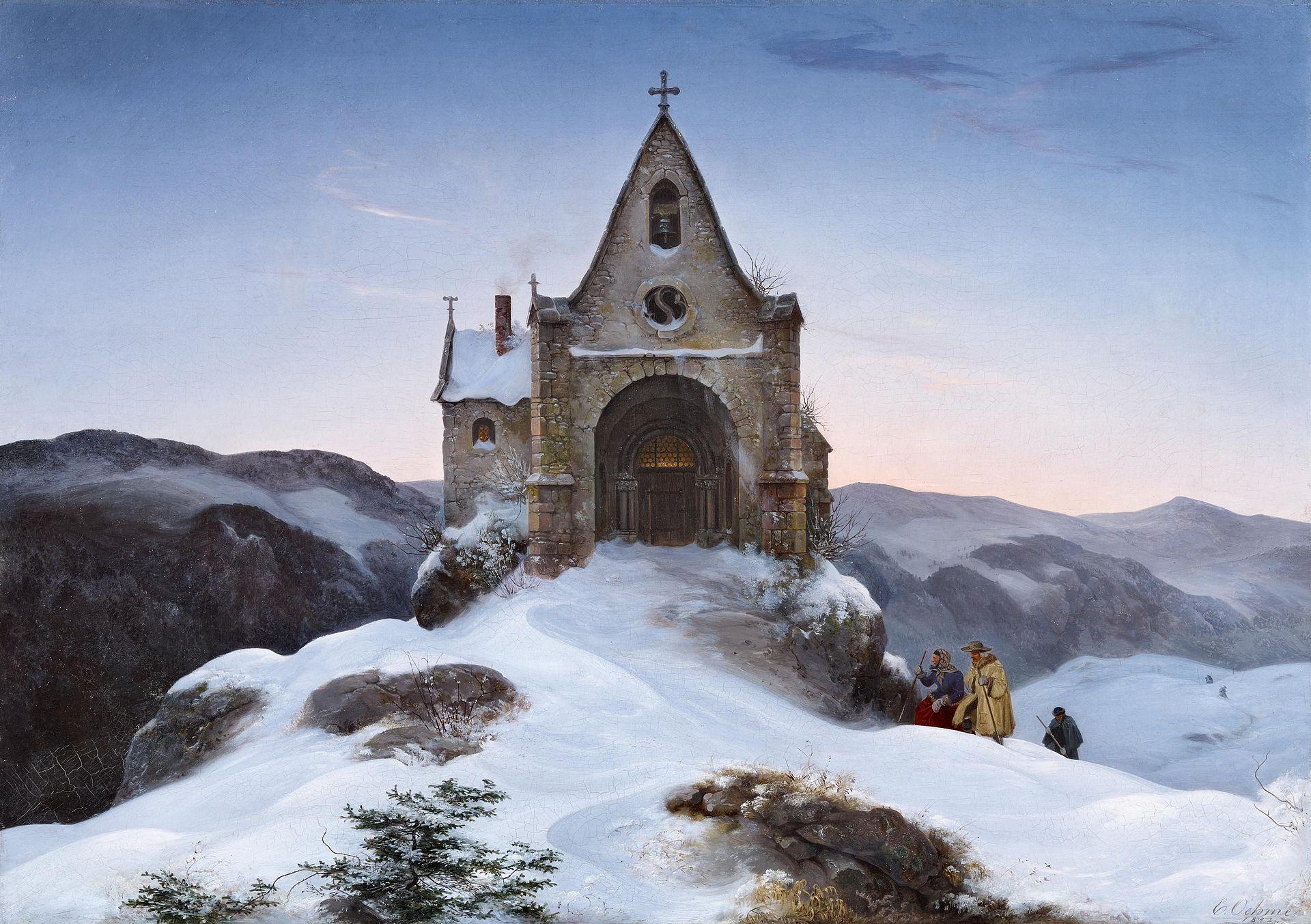 Chapel On A Mountain In Winter — Эрнст Фердинанд Оэме
