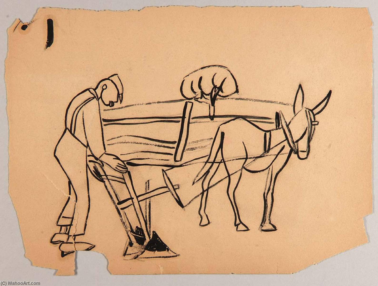 Farm Sketch Plowing — William H. Johnson