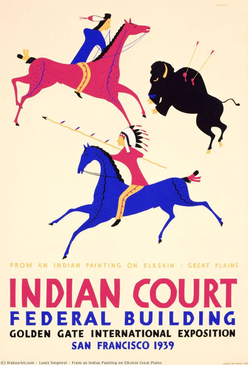 From An Indian Painting On Elkskin Great Plains — Louis Siegriest