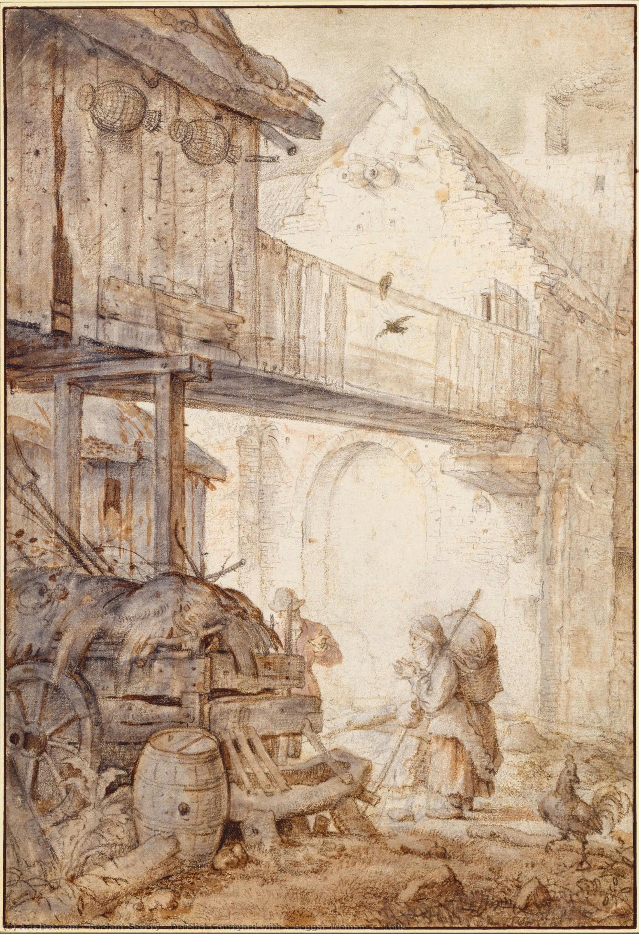 Derelict Courtyard With A Beggar Woman, C. 1608 — Roelant Savery