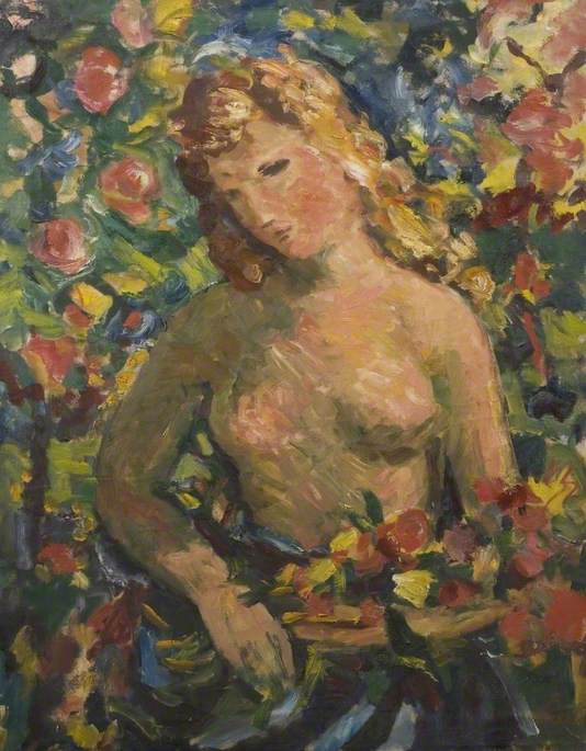 Standing Nude Holding A Bouquet — Theodor Kern