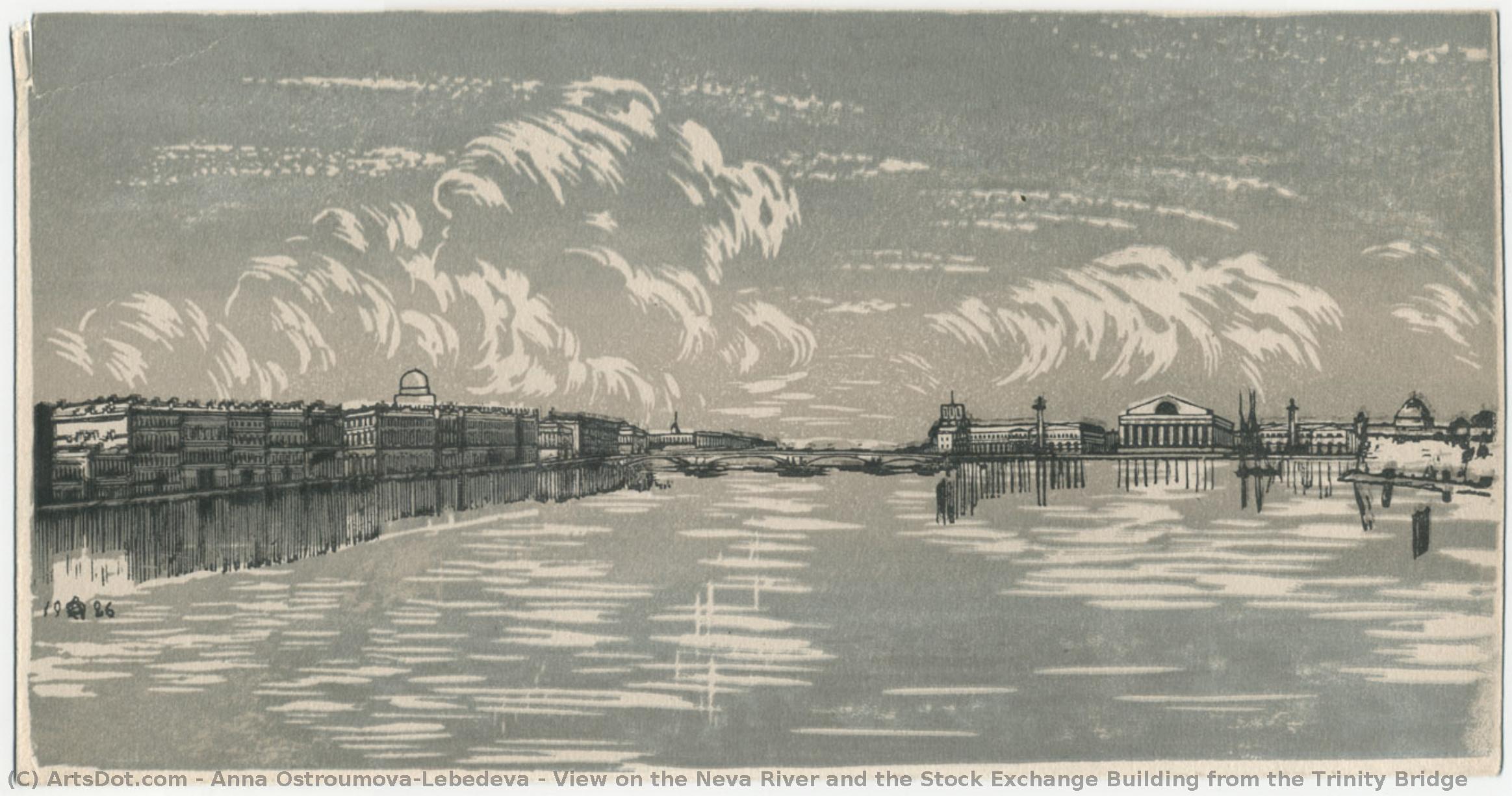 View On The Neva River And The Stock Exchange Building From The Trinity Bridge — Anna Ostroumova-lebedeva