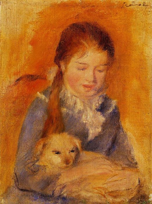 Girl With A Dog — Pierre-auguste Renoir