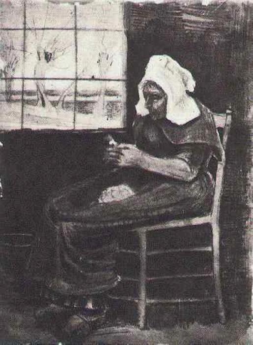Woman Peeling Potatoes Near A Window — Vincent Van Gog