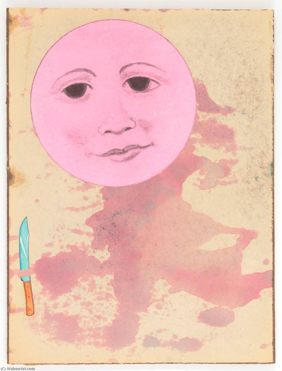 Untitled (man In The Moon Face Stained Pink, Mounted On Masonite) — Joseph Cornell