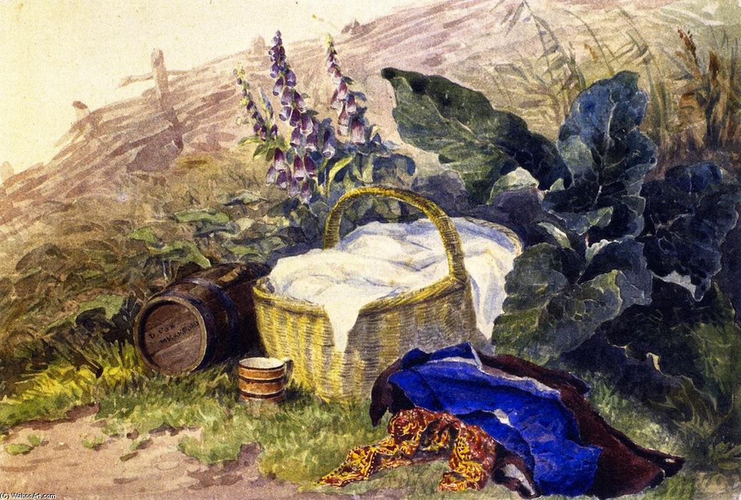 Still Life: Basket, Foxgloves, Clothes And Other Objects — David Cox