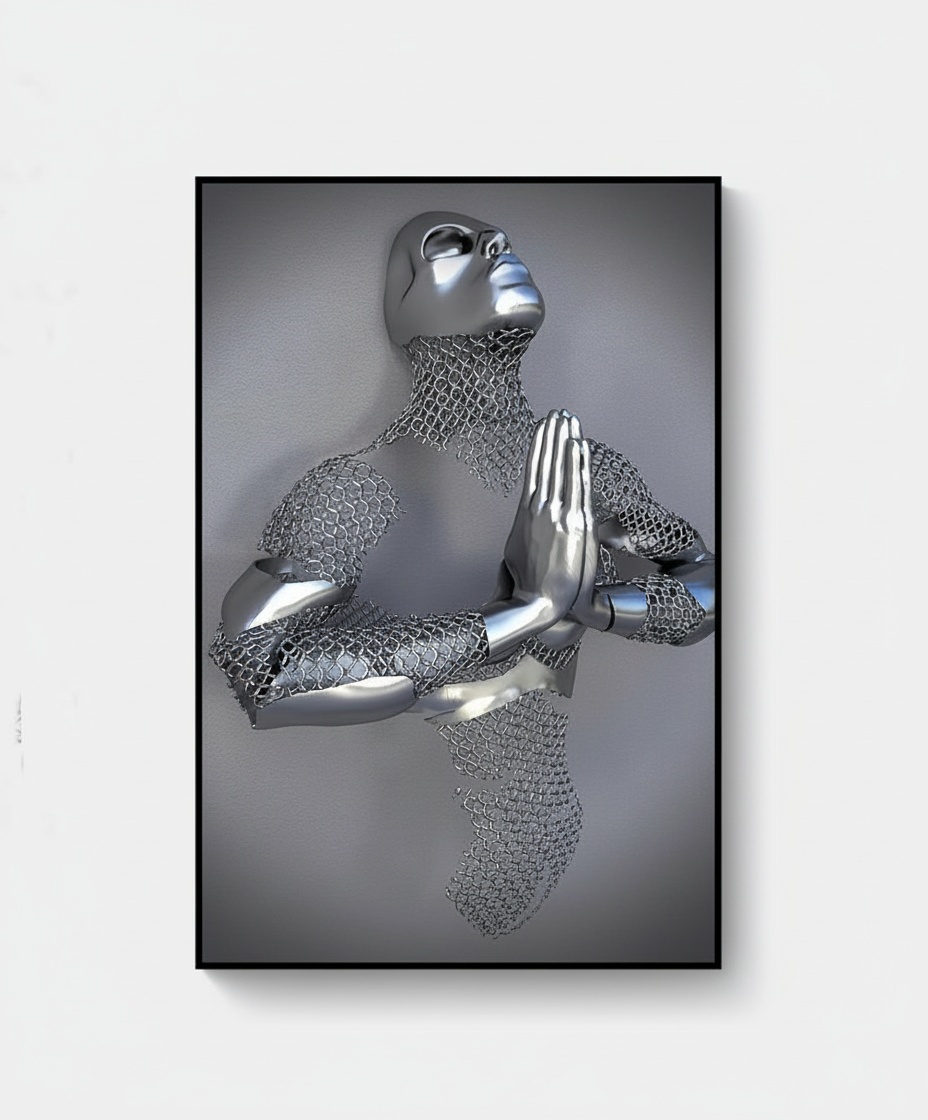 Meditative Figure Metal Wall Sculpture