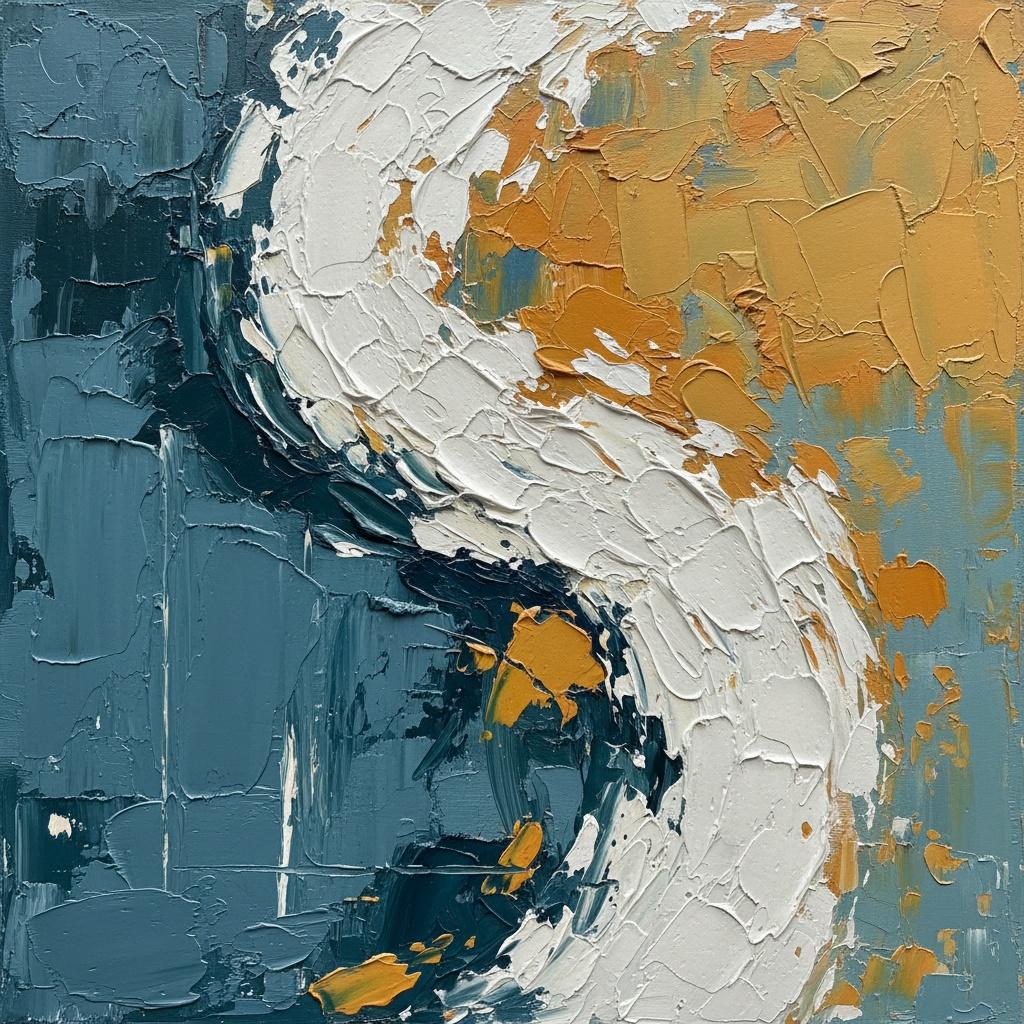 Fragmented Momentum: A Monumental Study In Slate, Ochre, And Sculptural White Impasto — Christian Noiret